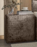 OP=OP Opberg Boxspring Velvet Croco - 180 x 200 Beige | Incl. 2x Hocker + 1x Bedbank + Pocketvering 500 m2