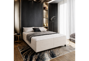 OP=OP Boxspring Vast Zonder Hoofdbord - 200 x 210 Ecru | 30 cm Boxen - Incl 500 m2 Pocketvering matrassen