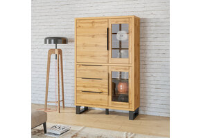 Vitrinekast Halmstad - 3-deurs incl. 3 lades - Wotan Eiken