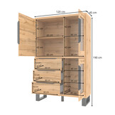 Vitrinekast Halmstad - 3-deurs incl. 3 lades - Wotan Eiken