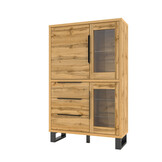 Vitrinekast Halmstad - 3-deurs incl. 3 lades - Wotan Eiken