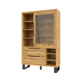 Vitrinekast Halmstad - 1-deurs incl. 2 lades - Wotan Eiken