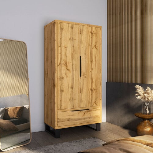 Kledingkast Halmstad - 2-deurs incl. lade - Wotan Eiken