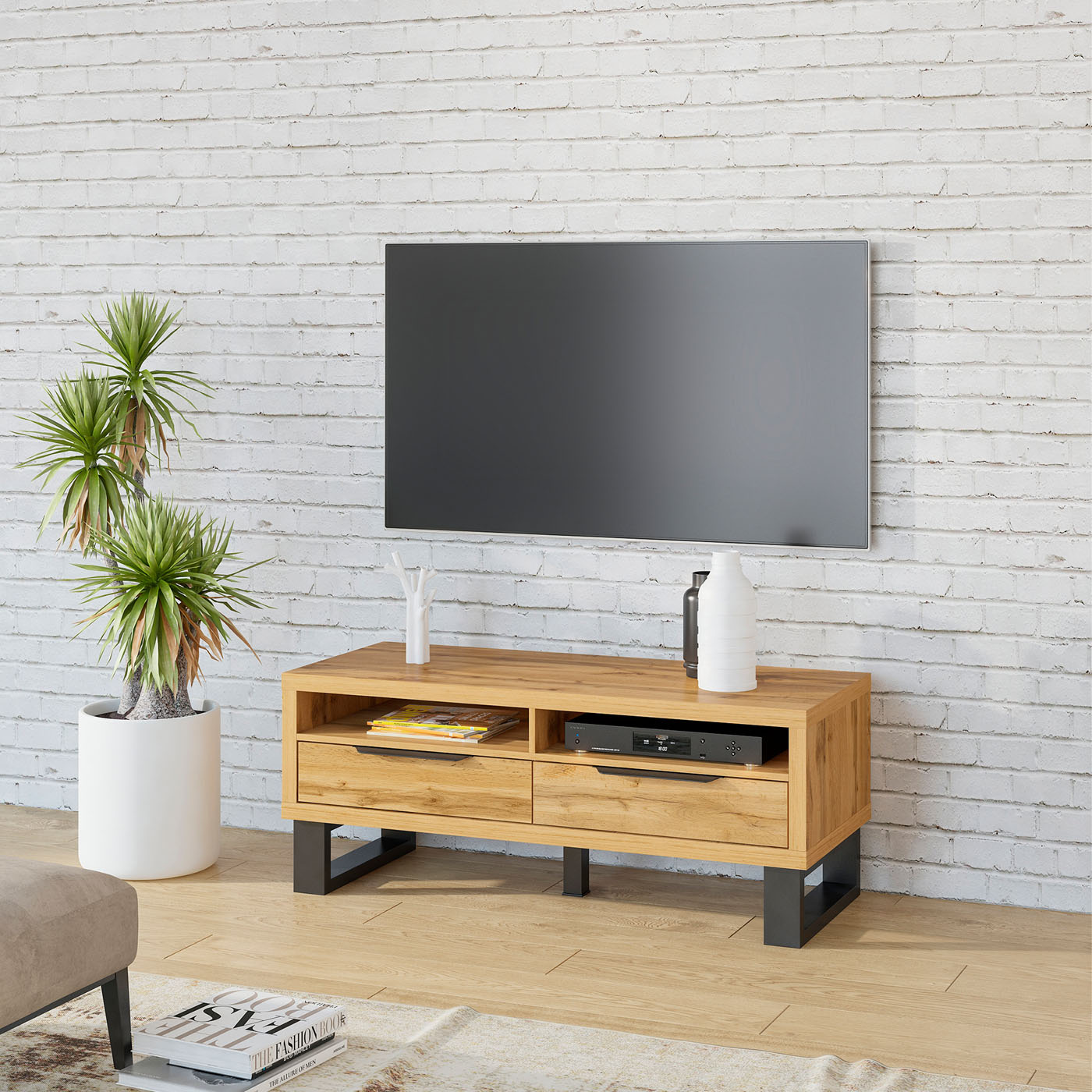TV-meubel Halmstad - 2 lades - Wotan Eiken