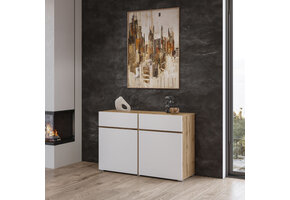 Dressoir Crotone - 2-deurs incl. 2 lades - Wotan Eiken / Wit