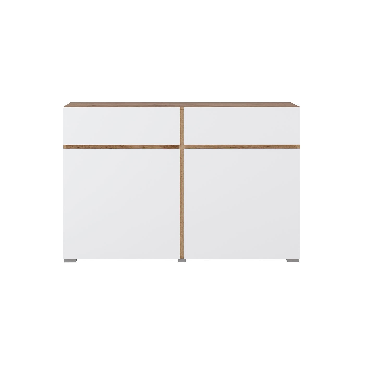 Dressoir Crotone - 2-deurs incl. 2 lades - Wotan Eiken / Wit