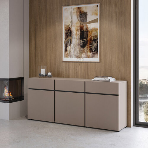 Dressoir Crotone - 3-deurs incl. 3 lades - Taupe