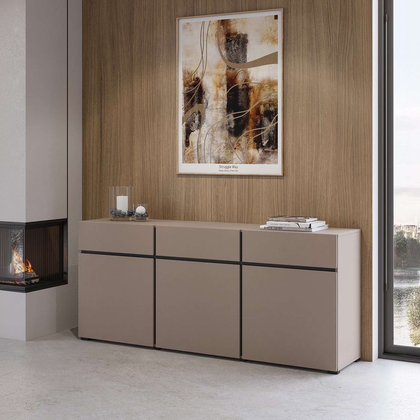 Dressoir Crotone - 3-deurs incl. 3 lades - Taupe