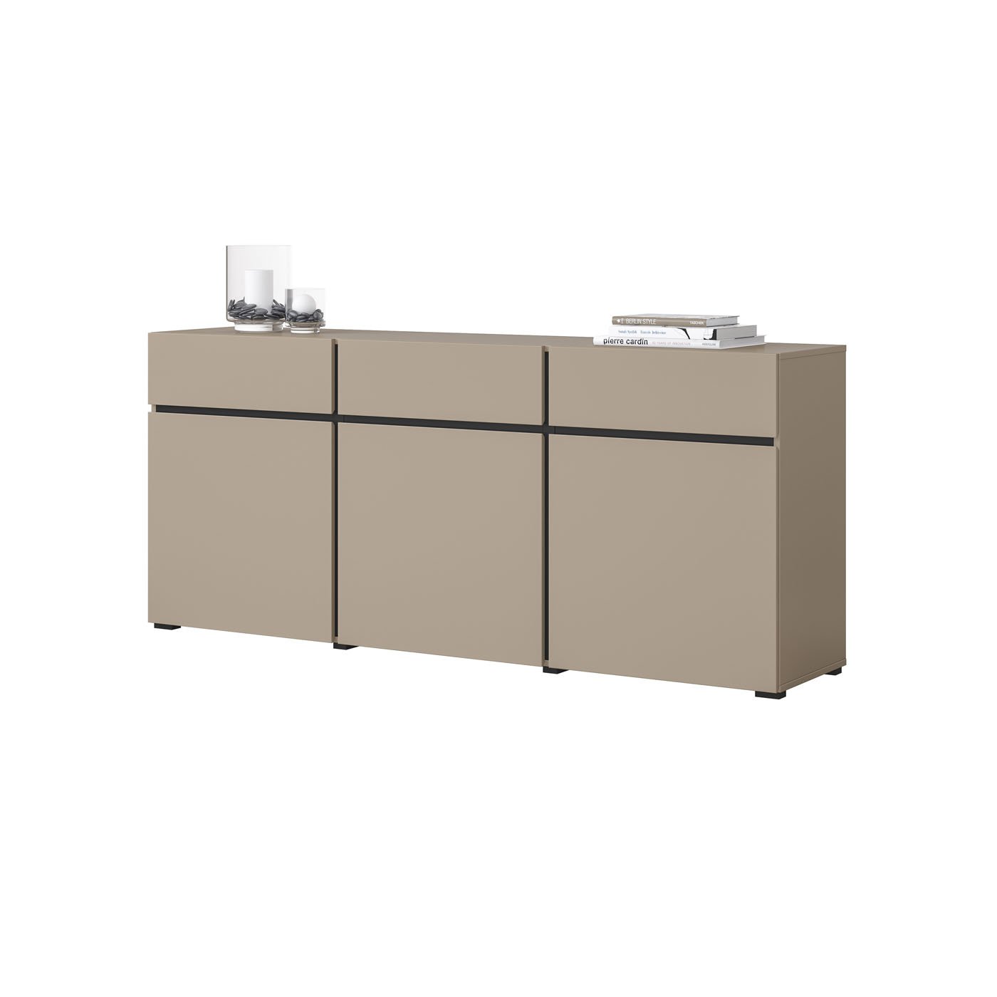 Dressoir Crotone - 3-deurs incl. 3 lades - Taupe