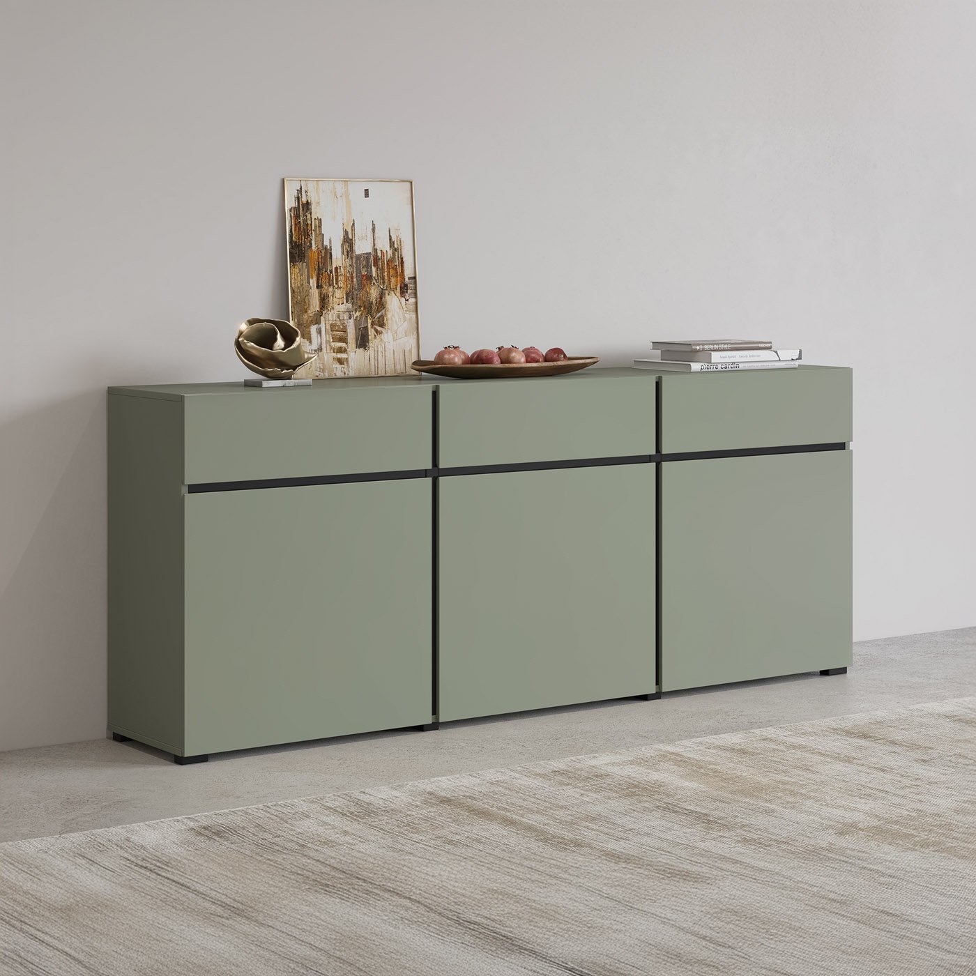 Dressoir Crotone - 3-deurs incl. 3 lades - Groen