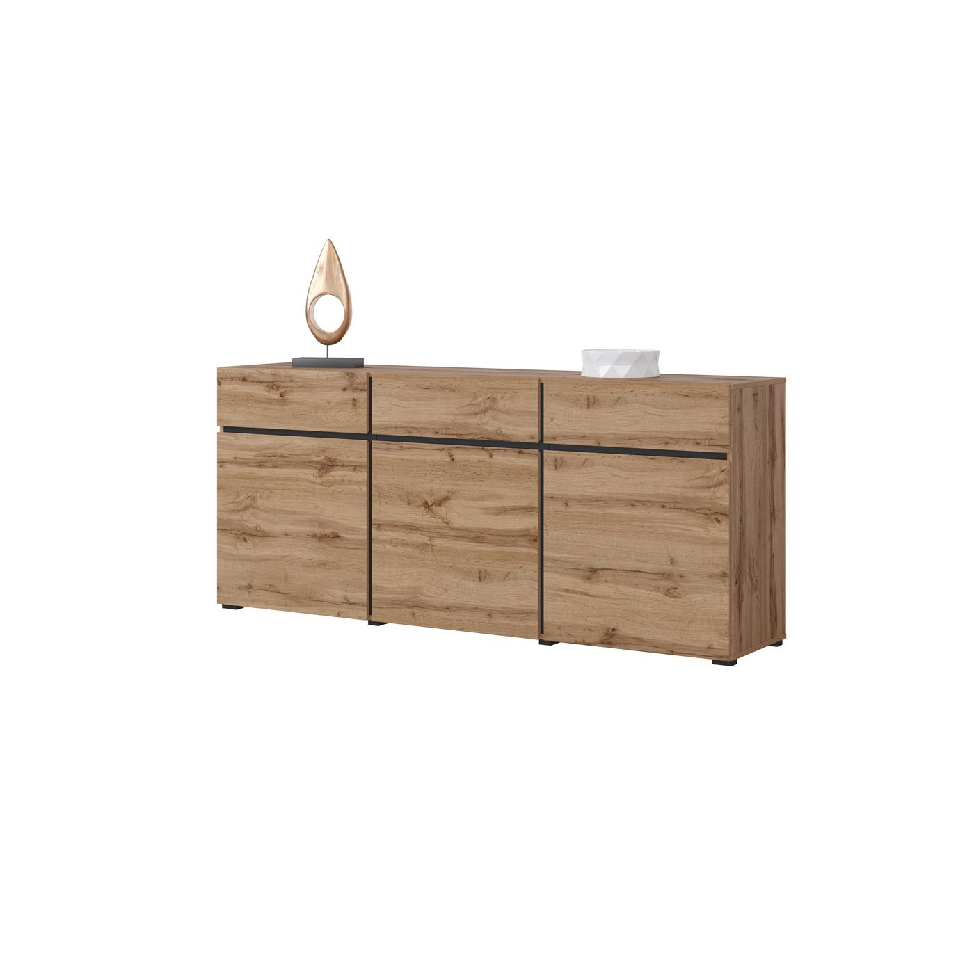 Dressoir Crotone - 3-deurs incl. 3 lades - Wotan Eiken