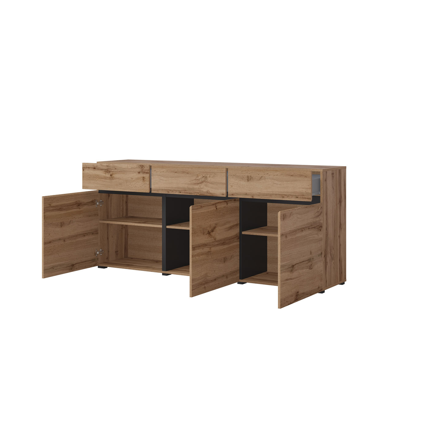 Dressoir Crotone - 3-deurs incl. 3 lades - Wotan Eiken