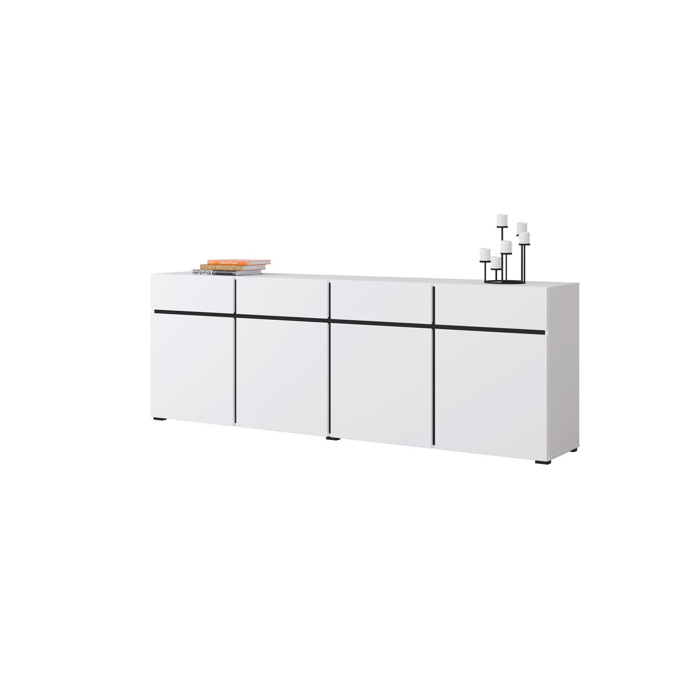 Dressoir Crotone - 4-deurs incl. 4 lades - Wit