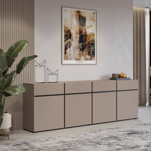 Dressoir Crotone - 4-deurs incl. 4 lades - Taupe