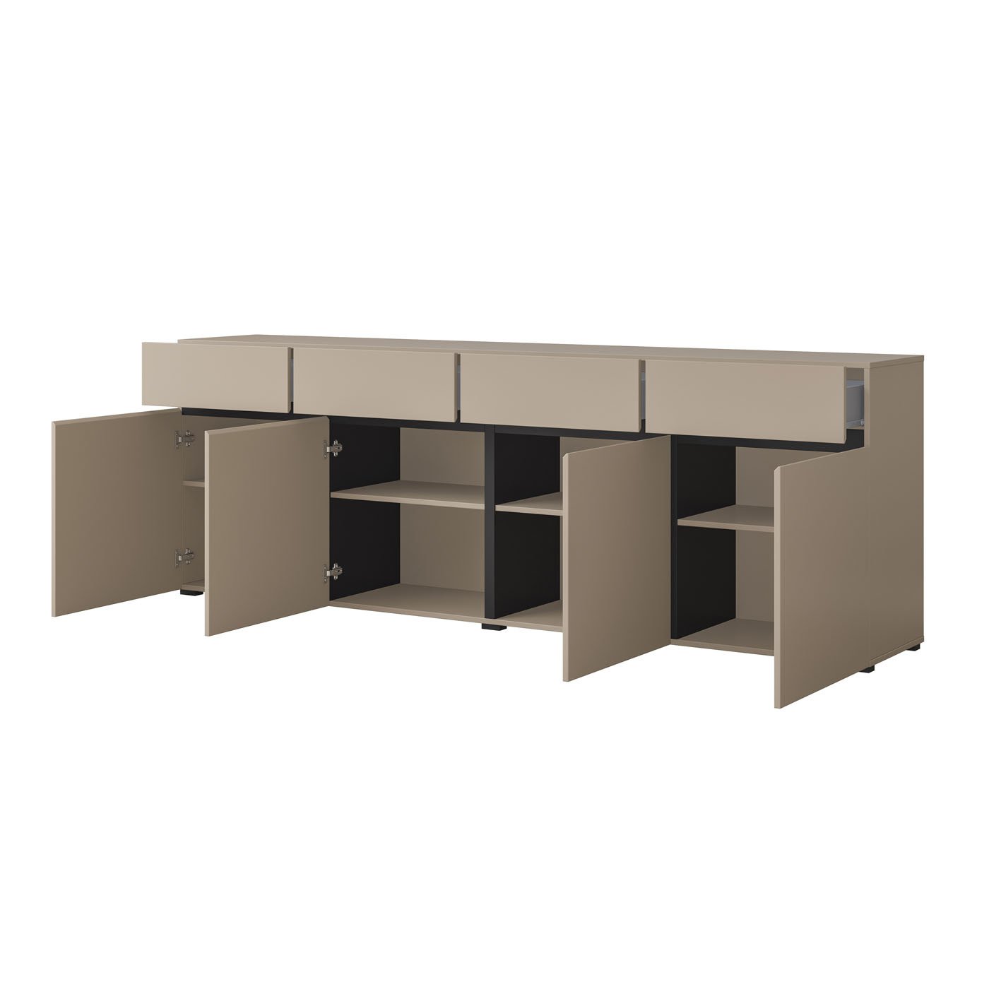 Dressoir Crotone - 4-deurs incl. 4 lades - Taupe