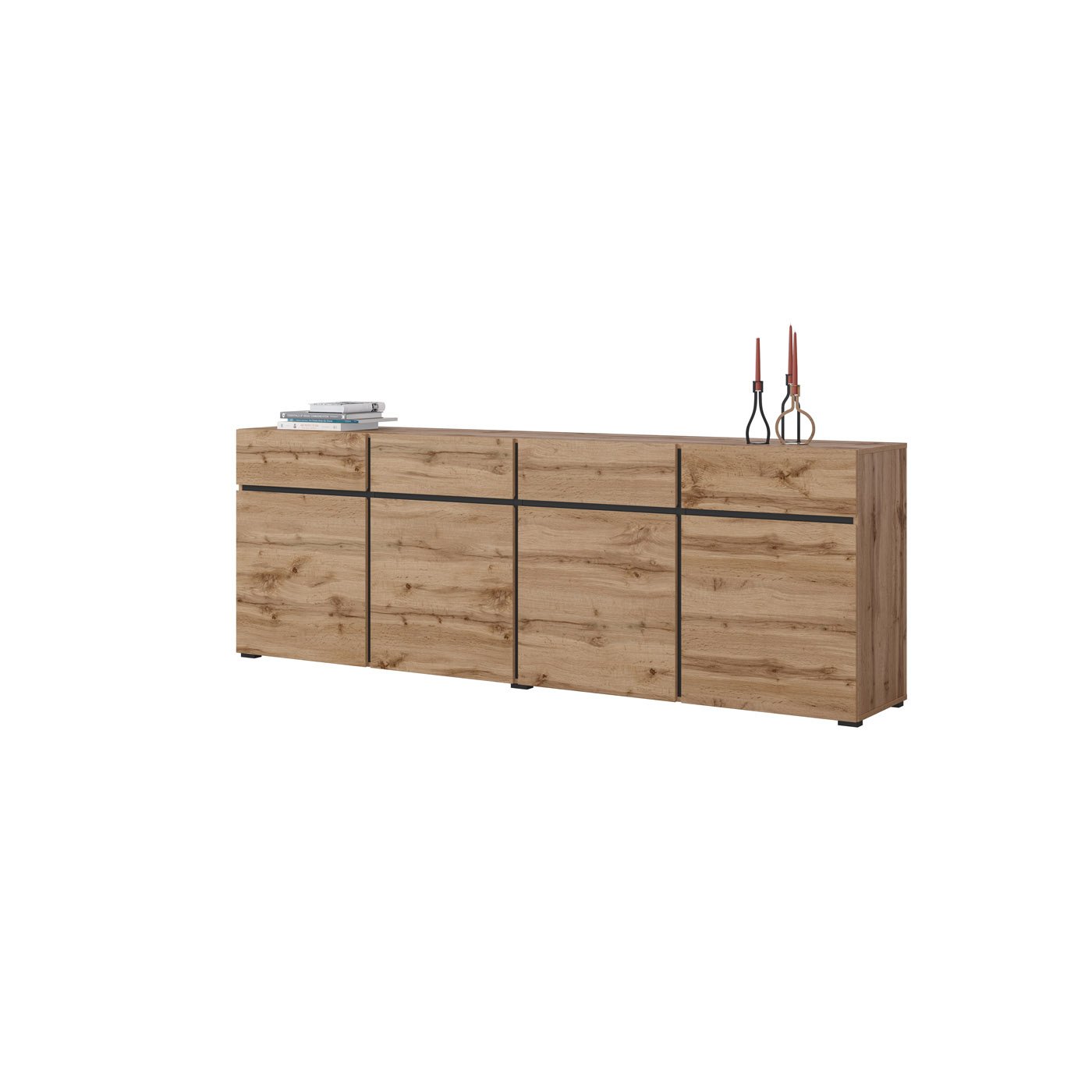 Dressoir Crotone - 4-deurs incl. 4 lades - Wotan Eiken