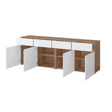 Dressoir Crotone - 4-deurs incl. 4 lades - Wotan Eiken / Wit