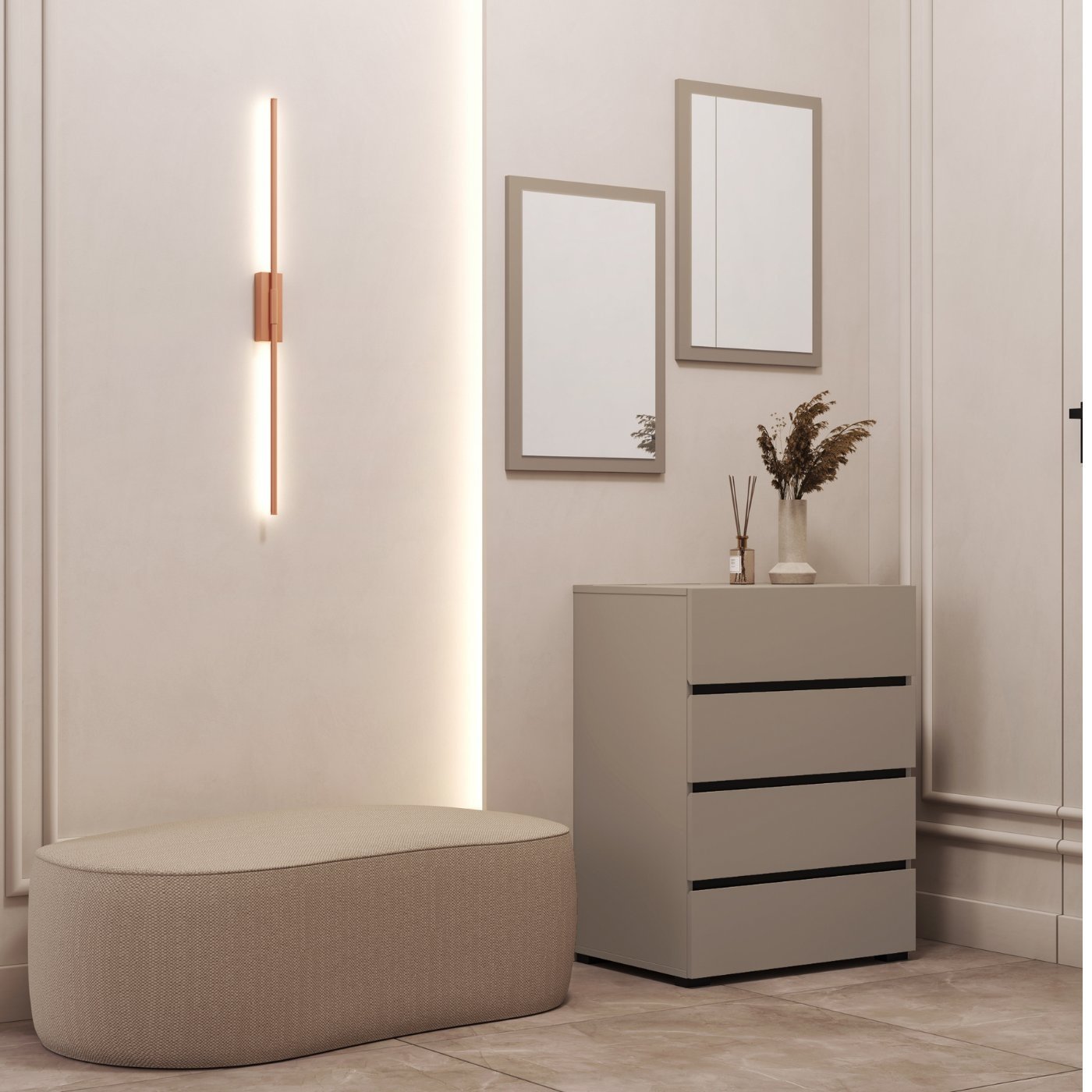 Ladekast Crotone - 4 lades - Taupe