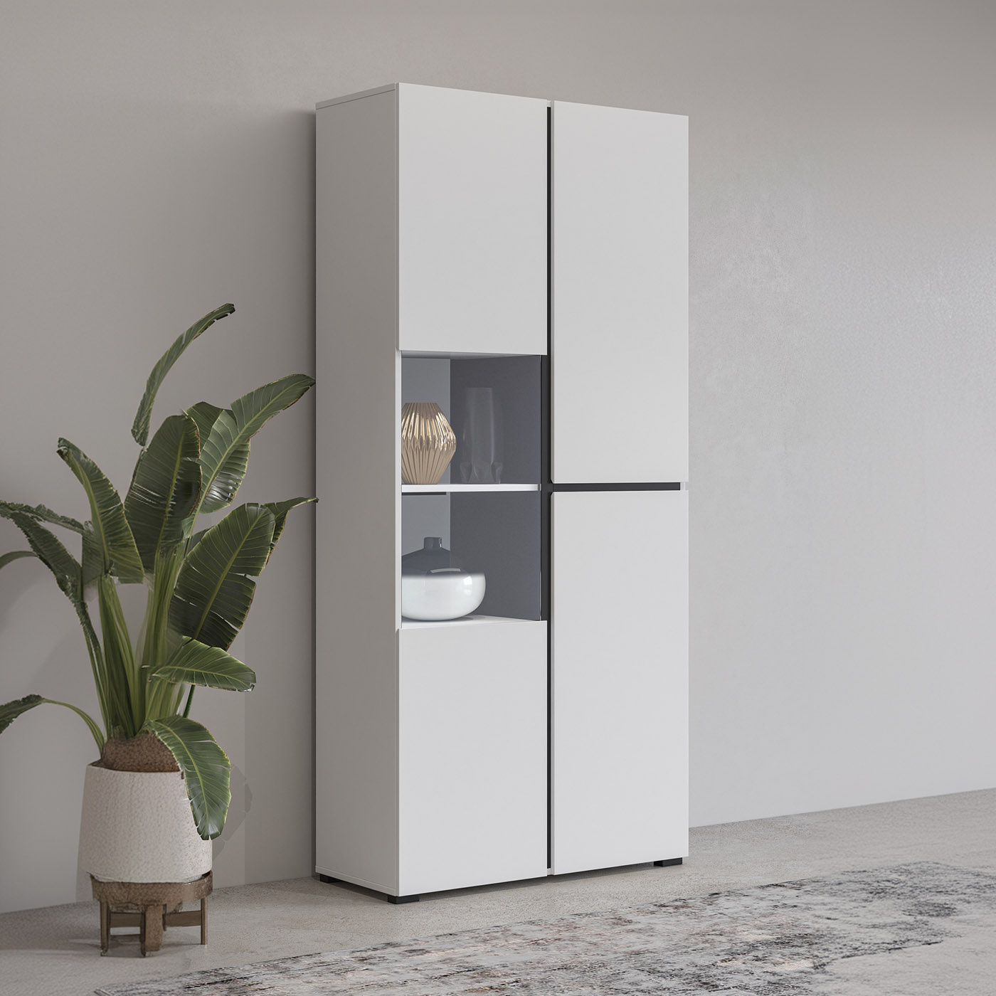 Vitrinekast Crotone - 2-deurs  - Wit