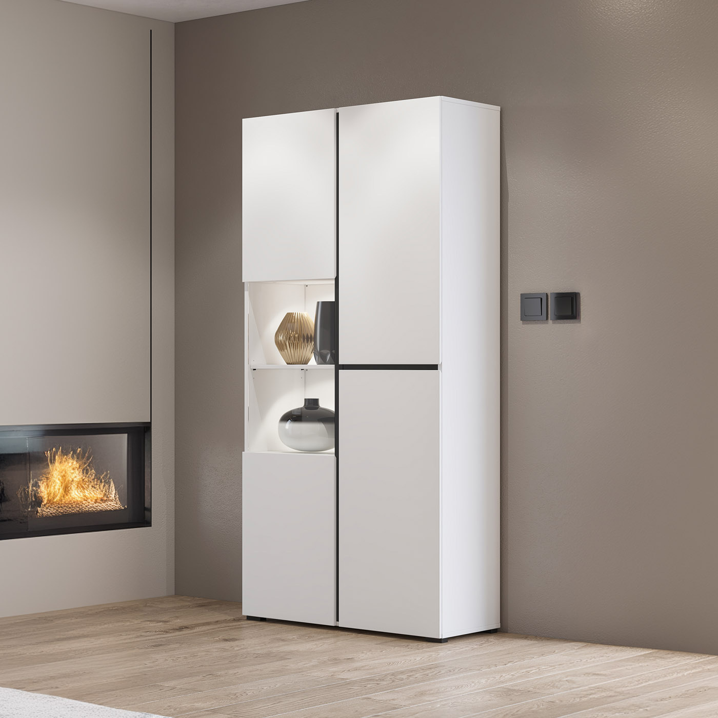 Vitrinekast Crotone - 2-deurs  - Wit