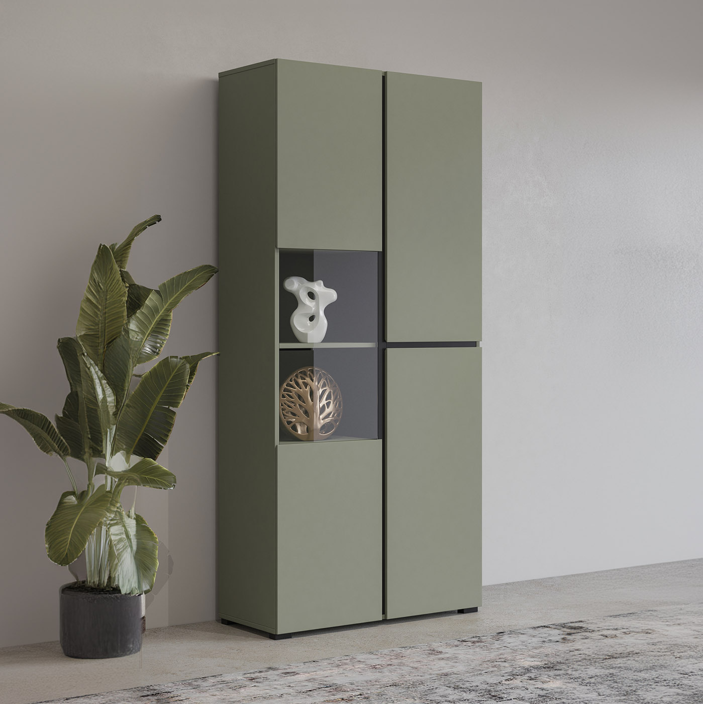 Vitrinekast Crotone - 2-deurs  - Groen