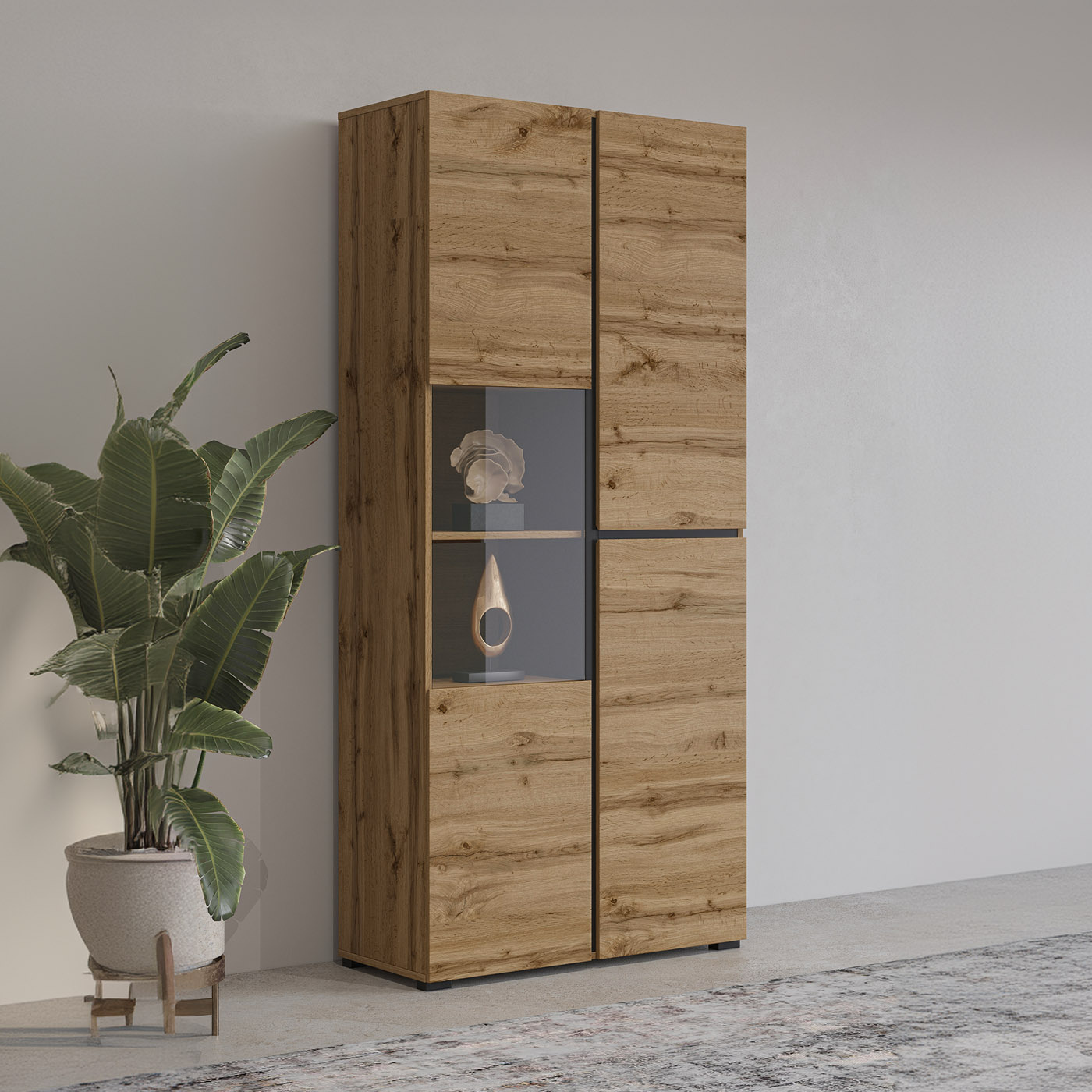 Vitrinekast Crotone - 2-deurs  - Wotan Eiken