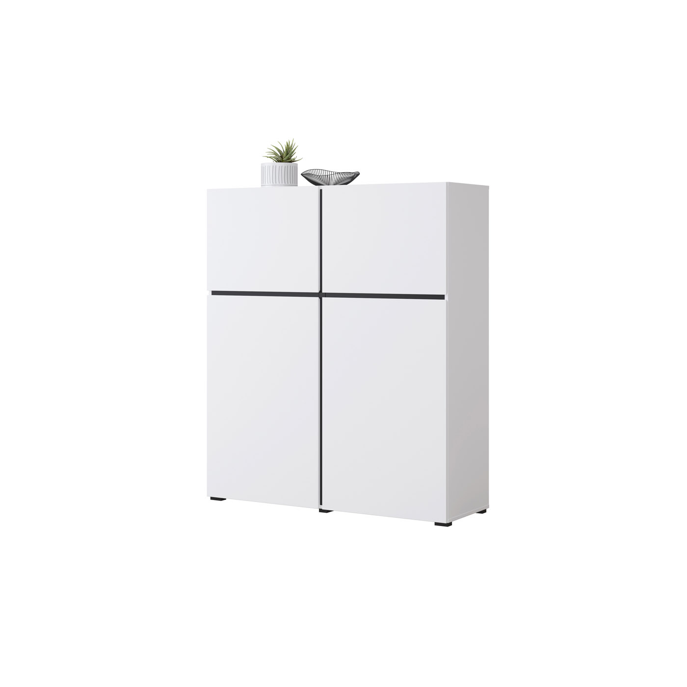 Opbergkast Crotone - 4-deurs - Wit