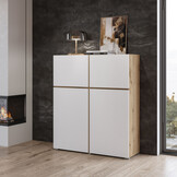 Opbergkast Crotone - 4-deurs - Wotan Eiken / Wit