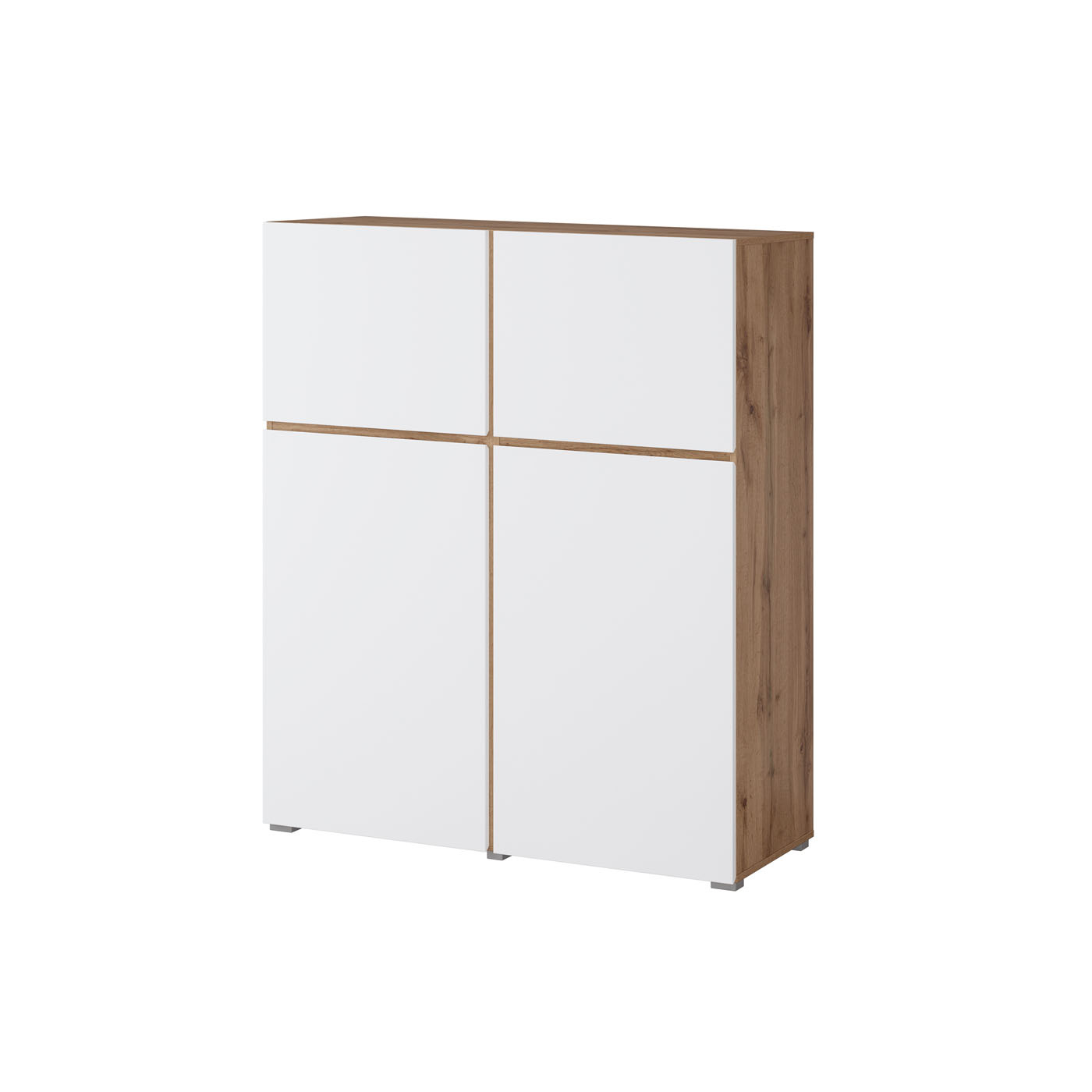 Opbergkast Crotone - 4-deurs - Wotan Eiken / Wit