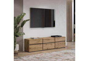 TV-meubel Crotone - 3-kleps incl. 3 lades - Wotan Eiken