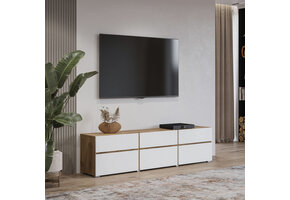 TV-meubel Crotone - 3-kleps incl. 3 lades - Wotan Eiken / Wit