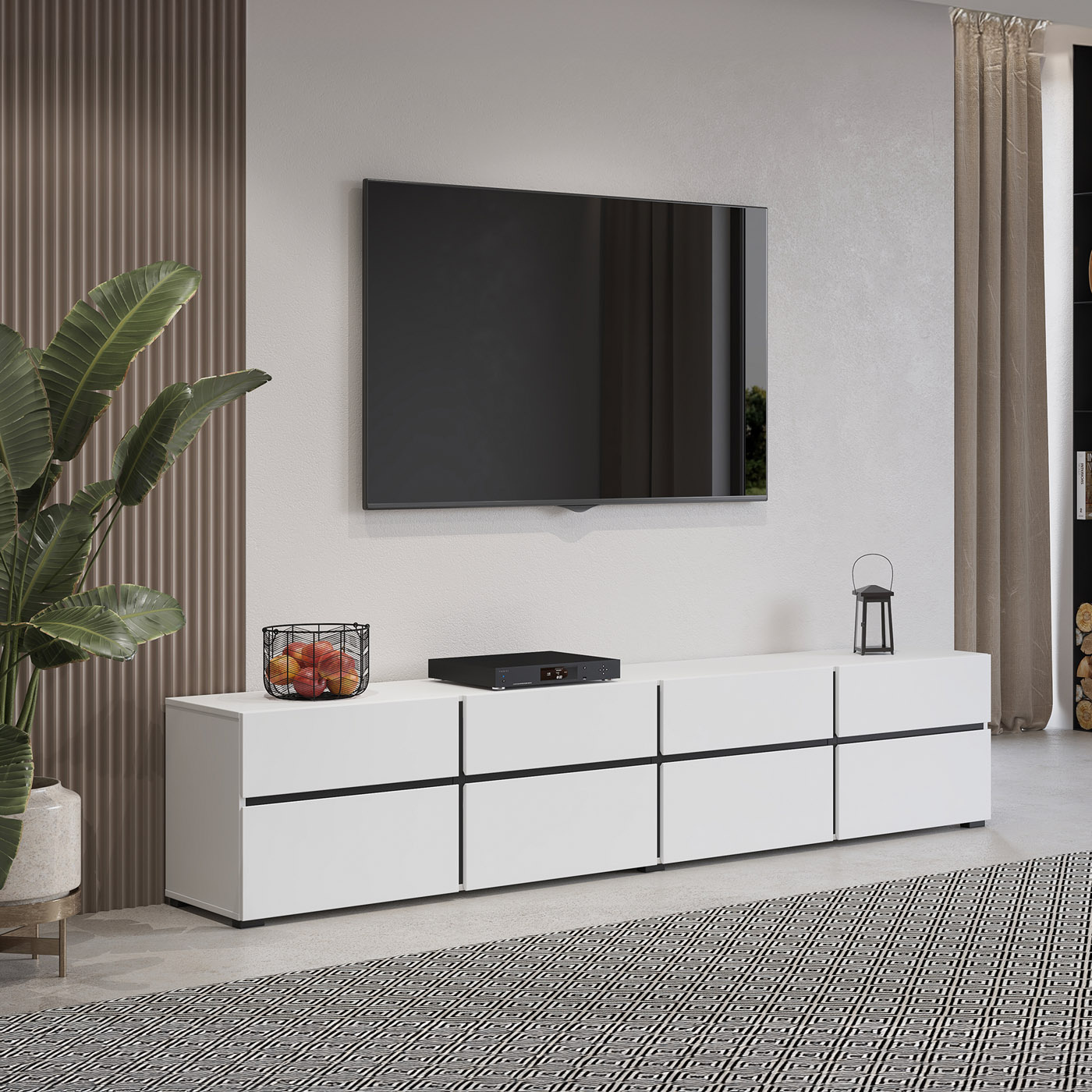 TV-meubel Crotone - 4-kleps incl. 4 lades - Wit