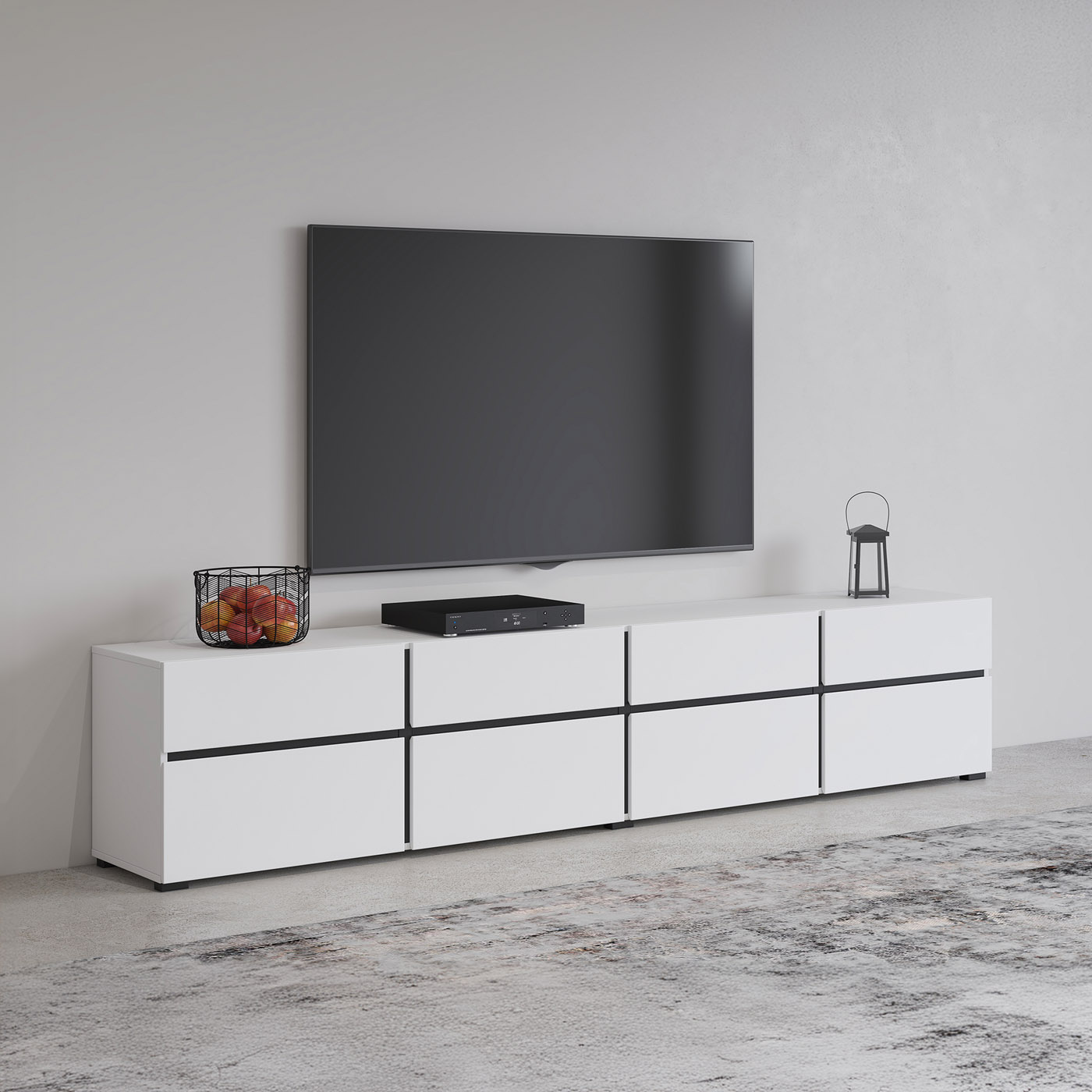 TV-meubel Crotone - 4-kleps incl. 4 lades - Wit