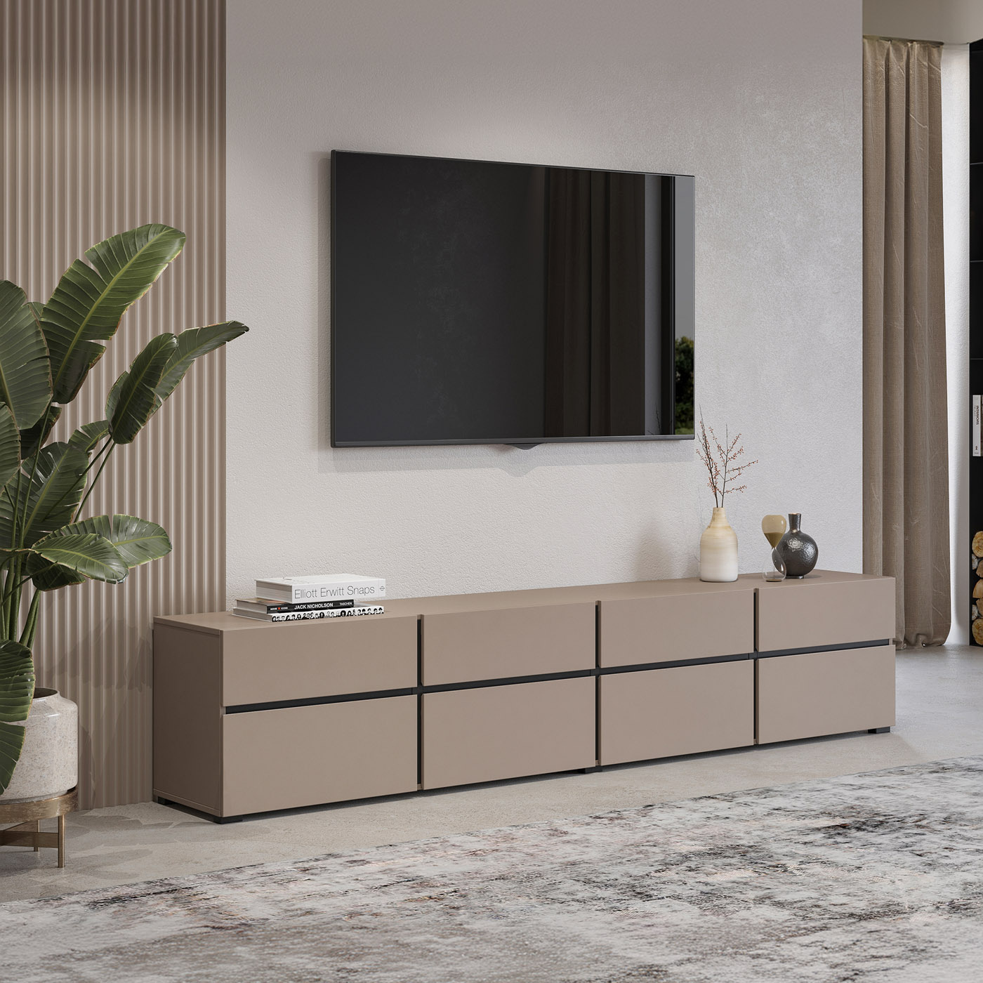 TV-meubel Crotone - 4-kleps incl. 4 lades - Taupe