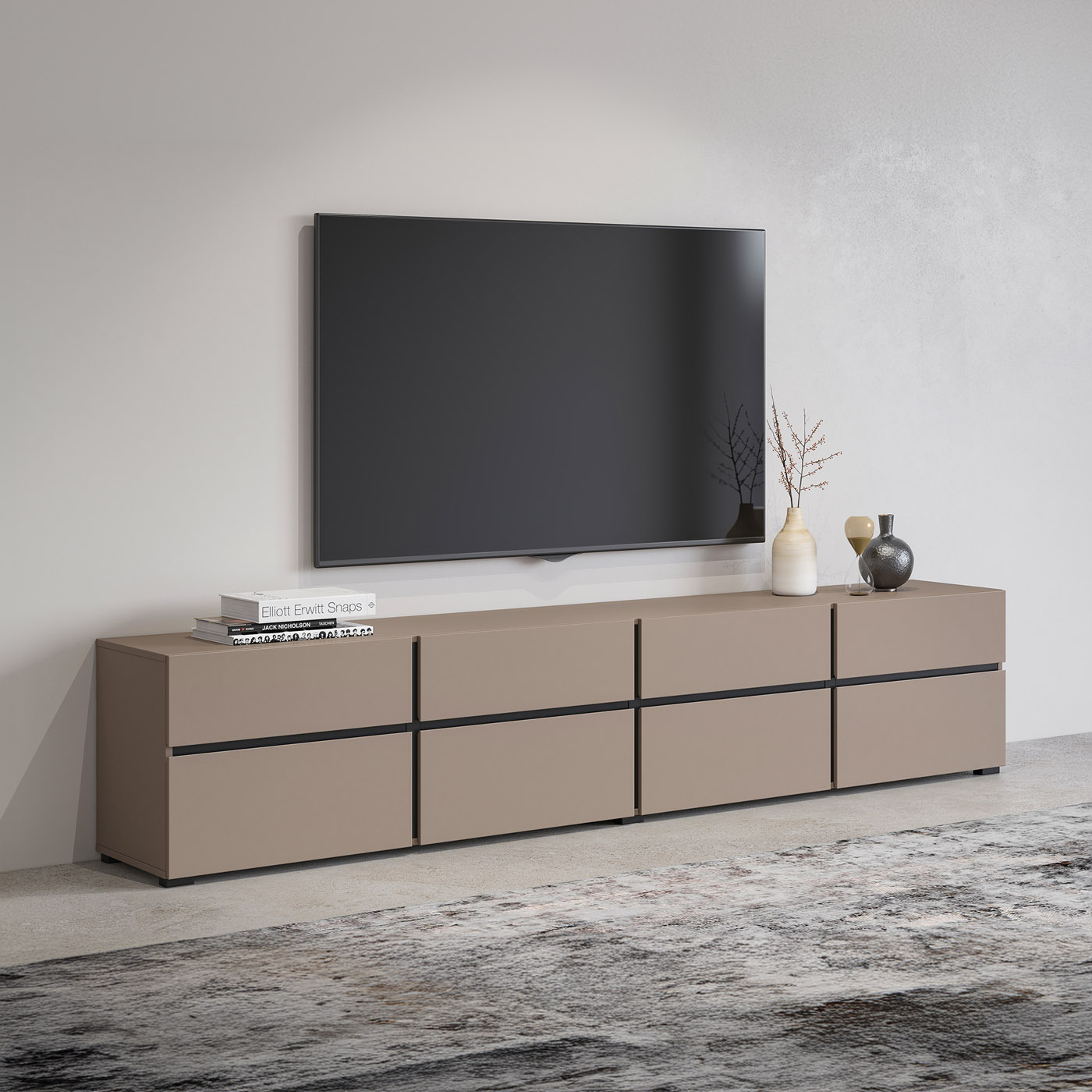TV-meubel Crotone - 4-kleps incl. 4 lades - Taupe