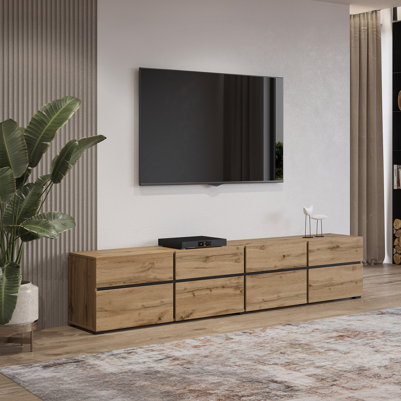 TV-meubel Crotone - 4-kleps incl. 4 lades - Wotan Eiken