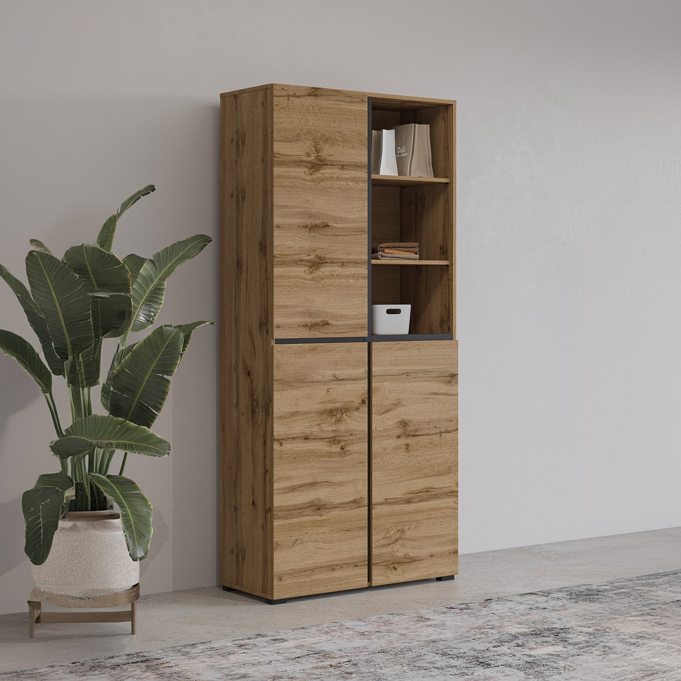 Opbergkast Crotone - 3-deurs - Wotan Eiken