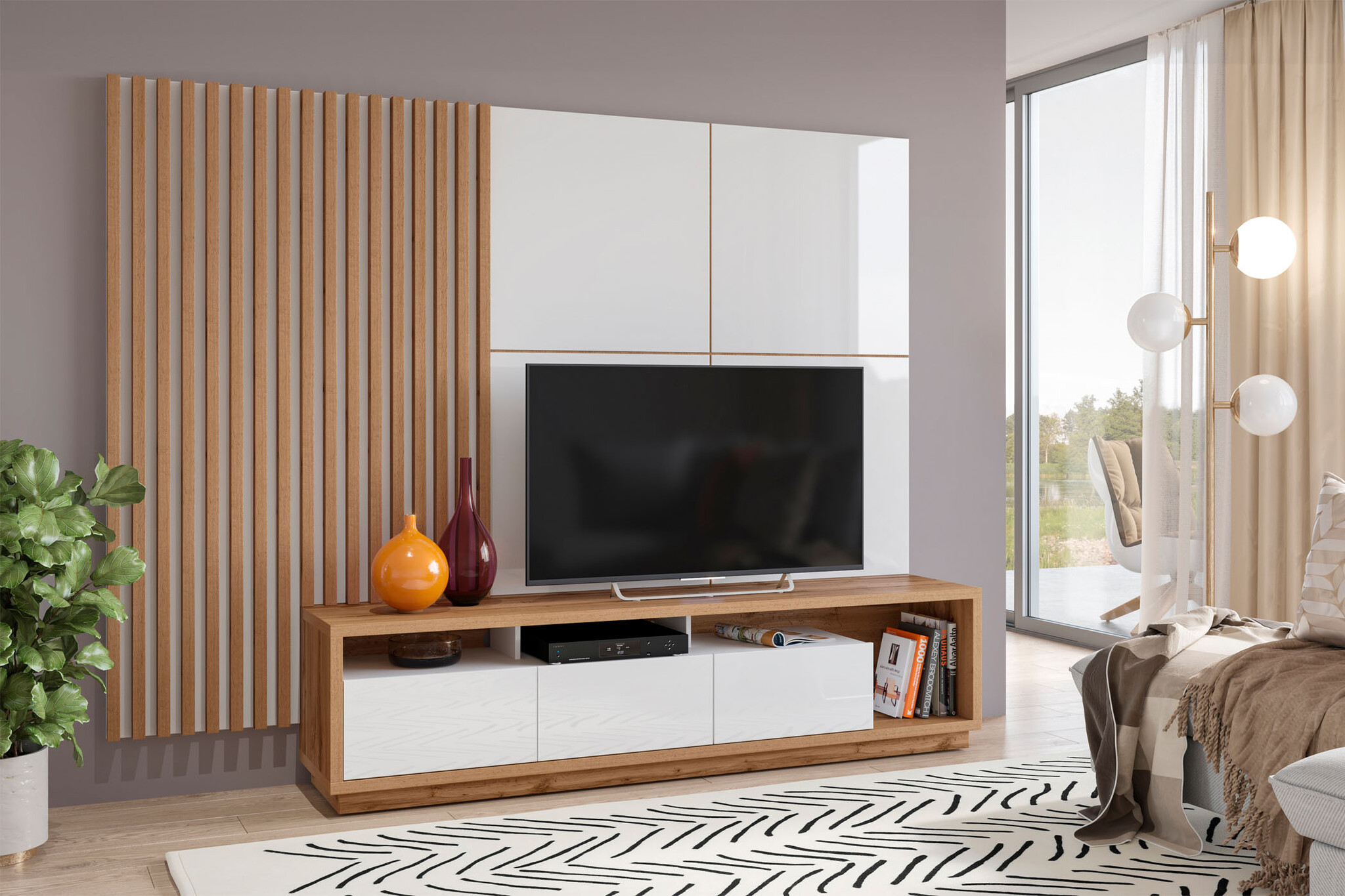 Wandpaneel Celano - Vierkant - Wotan Eiken / Wit