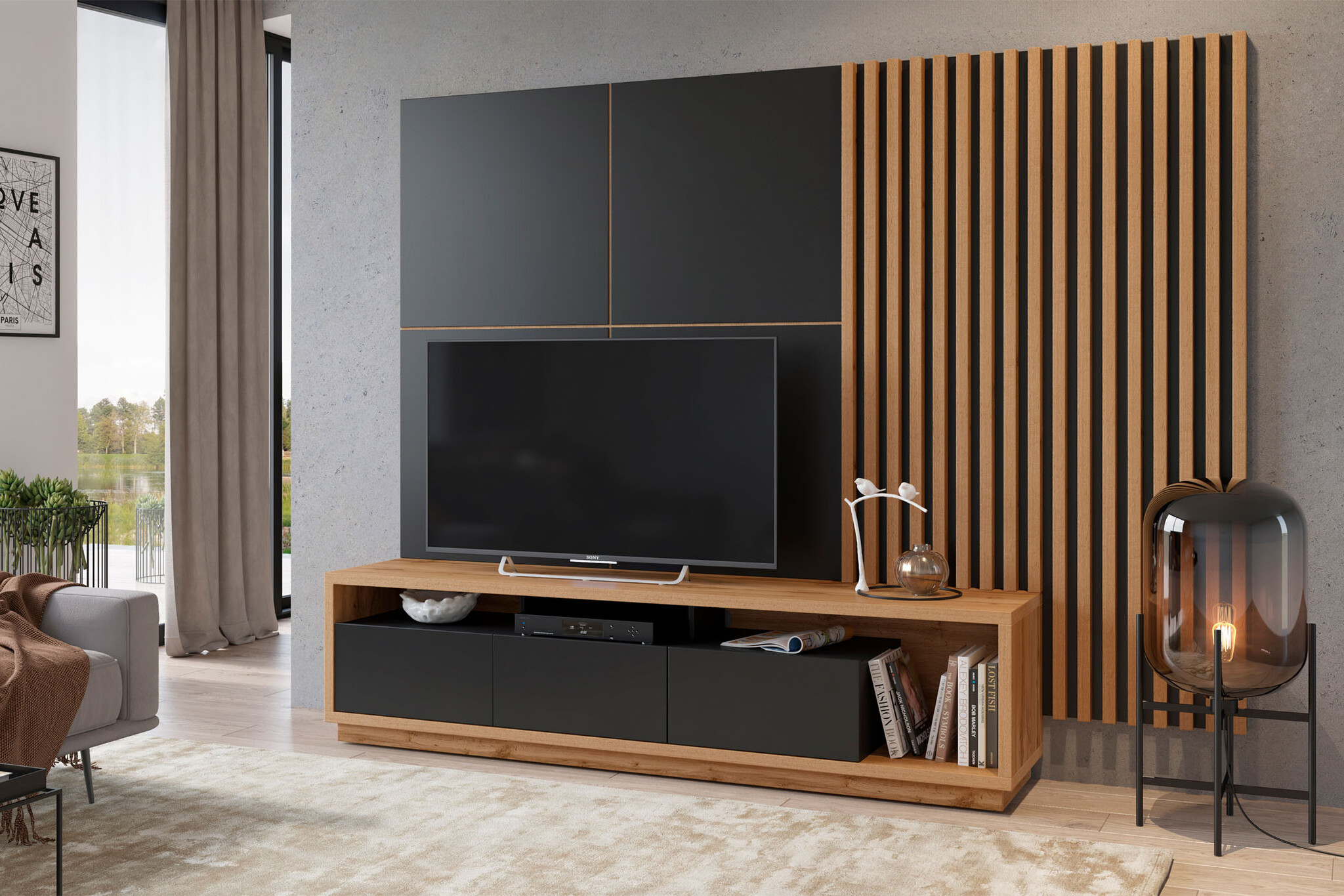 Wandpaneel Celano - Verticaal - Wotan Eiken / Zwart