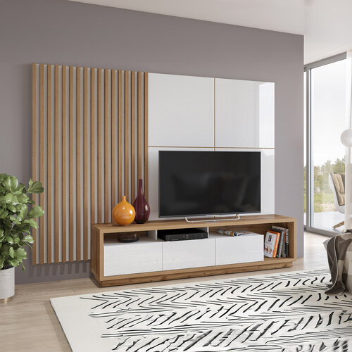 Wandcombinatie Celano - Wotan Eiken / Wit