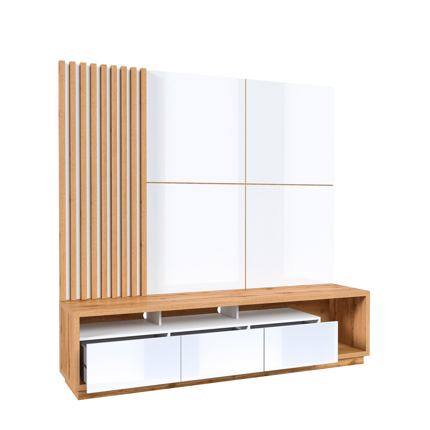 Wandcombinatie Celano - Wotan Eiken / Wit