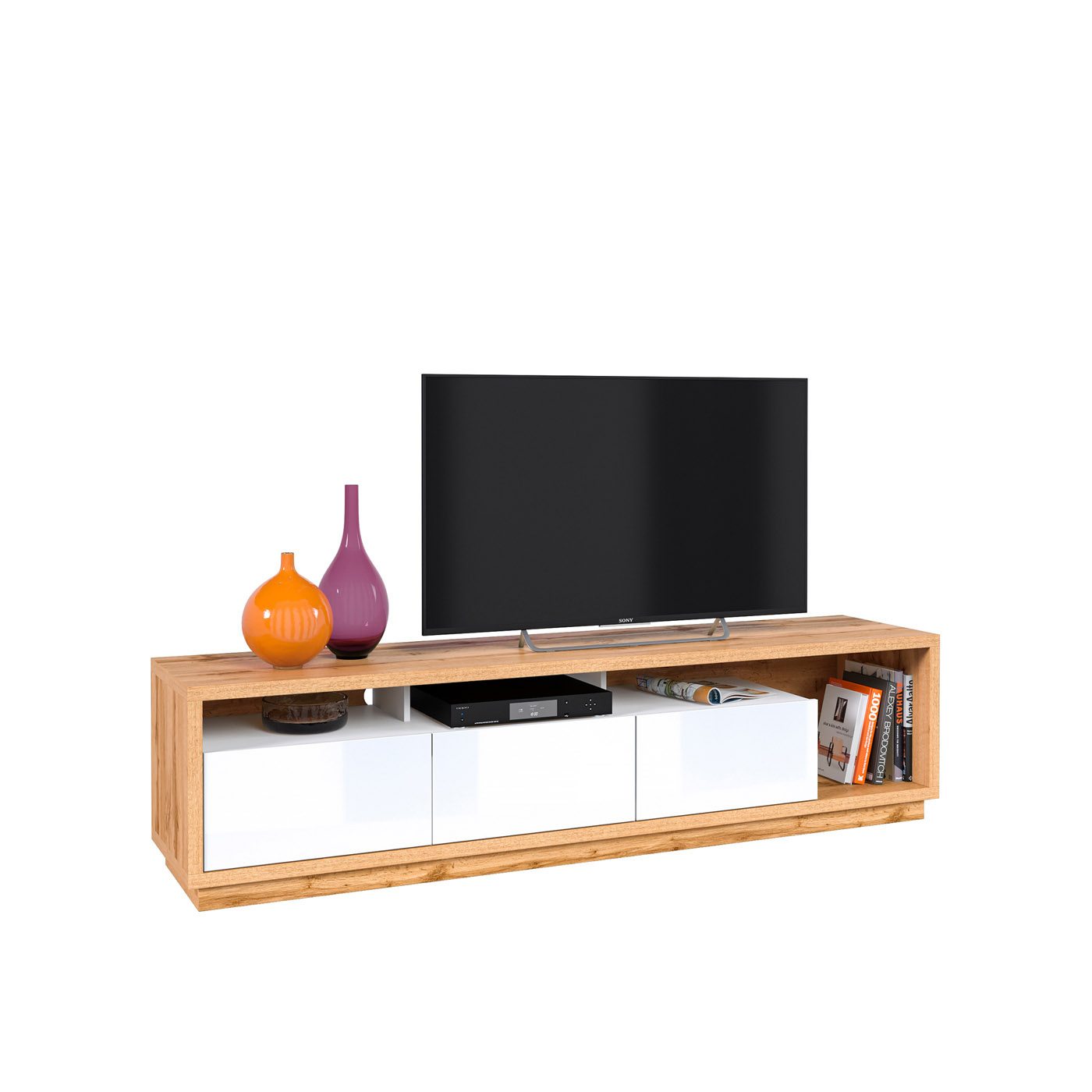 TV-meubel Celano - Wotan Eiken / Wit