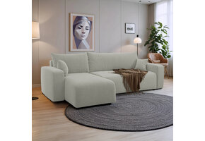 2dekans Hoekbank Teddy stof Pim Grijs - Universeel - Slaapbank met opbergruimte