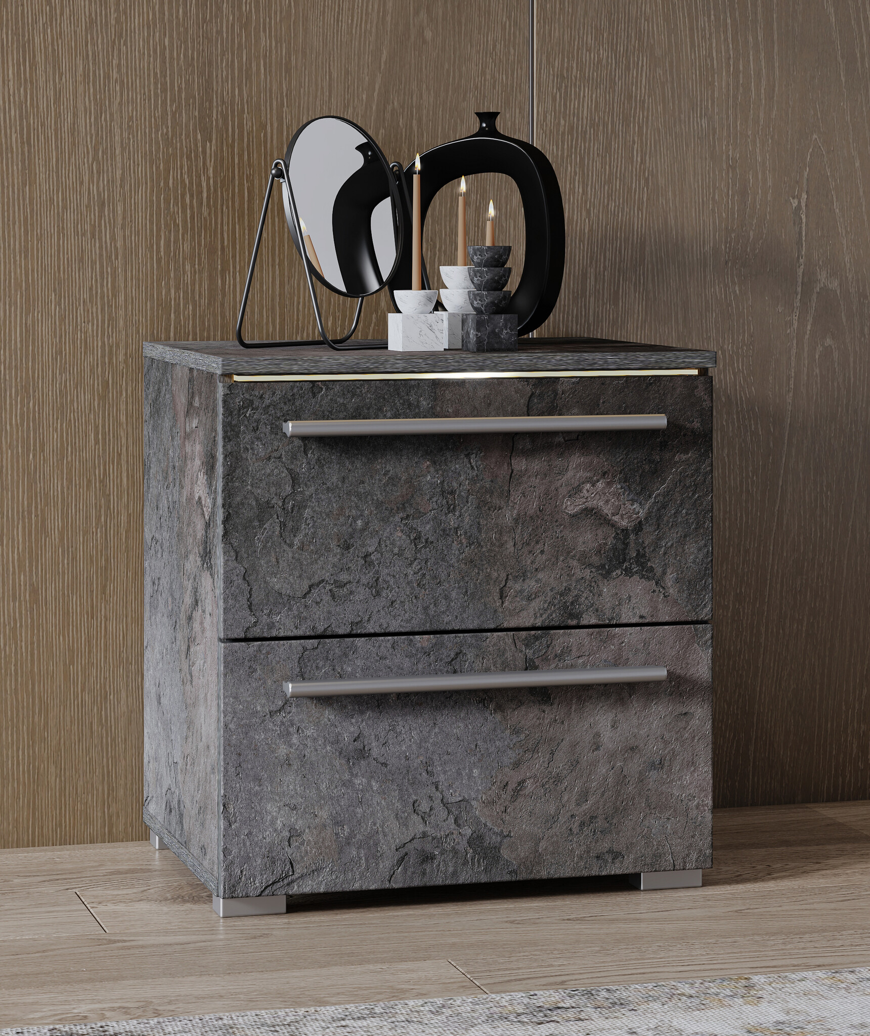 OP=OP Nachtkastje met Lades Nîmes - Marmer