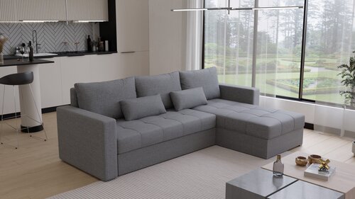 2dekans Hoekbank Kos Grijs - Universeel - Slaapbank met opbergruimte [Losse rugleuning - Niet in originele verpakking]