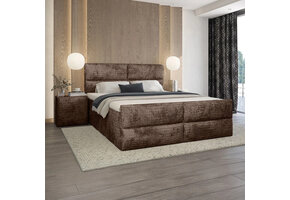 OP=OP Vaste Boxspring Velvet Croco - 180 x 200 Bruin | Incl voetbord + Pocketvering 1000 m2 veren