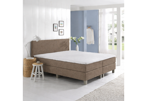OP=OP Boxspring Basic 160 x 200 Donkerbeige | Incl 1x Hocker | Luxe box 30 cm