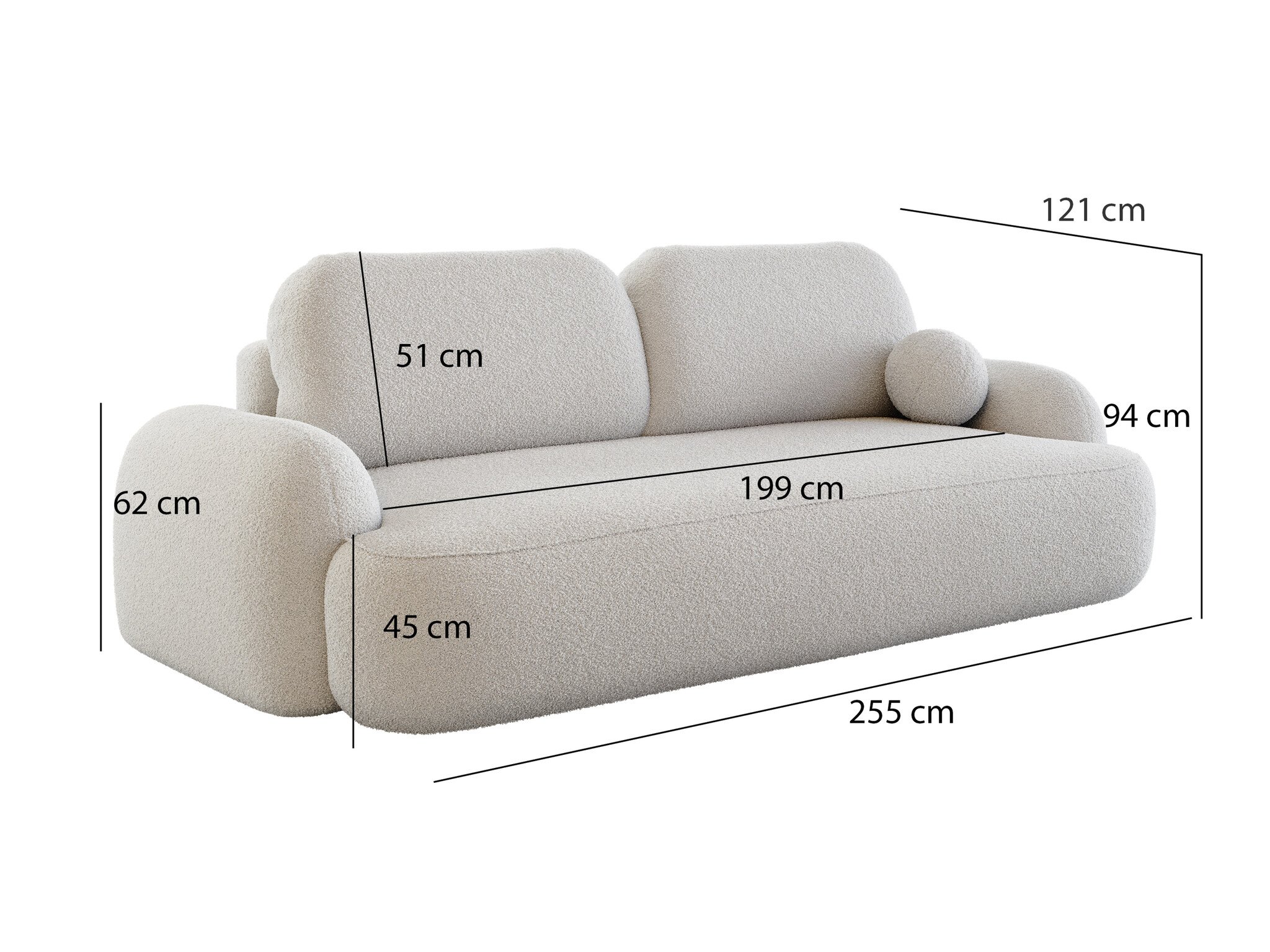 OP=OP Slaapbank met Opbergruimte Morris Teddy stof Licht Beige | Zitbank