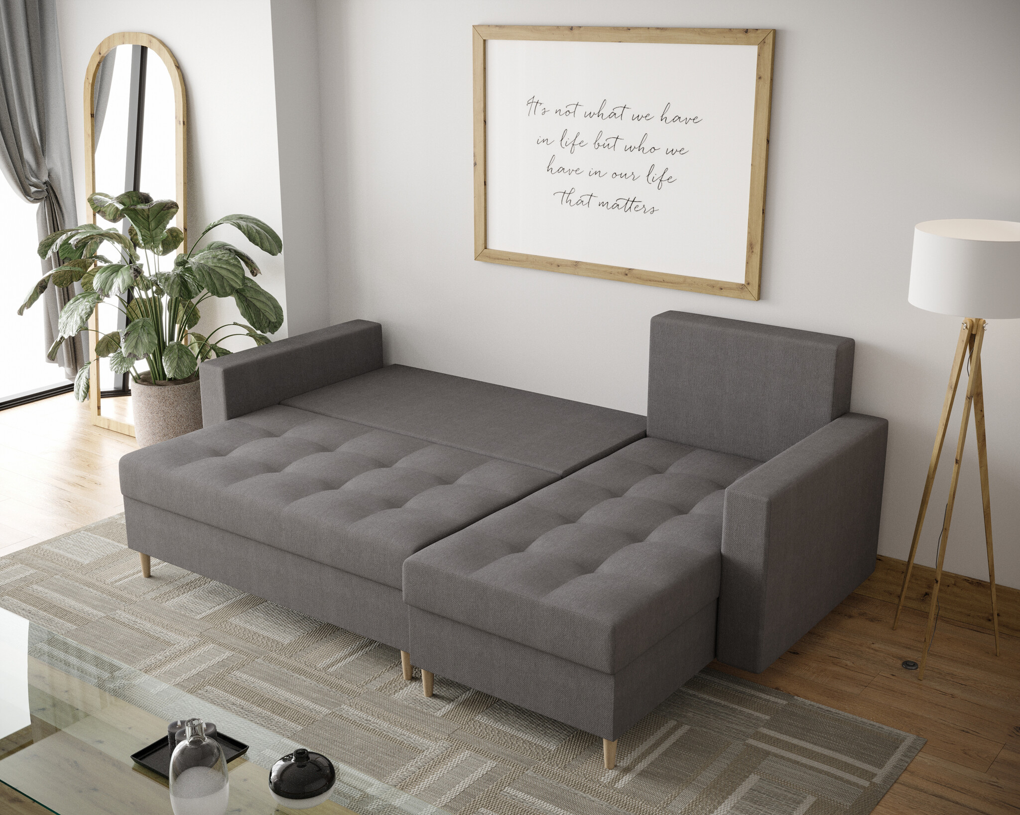 OP=OP Slaapbank met opbergruimte Mick Grijs | Hoekbank