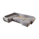 OP=OP Slaapbank met opbergruimte Max | Naturel/ Beige| Rechts| U-bank XL